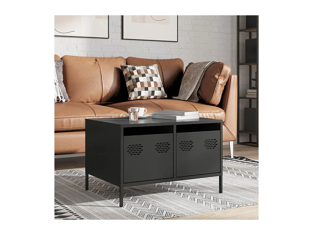 Meuble TV noir 68x50x43,5 cm acier laminé à froid