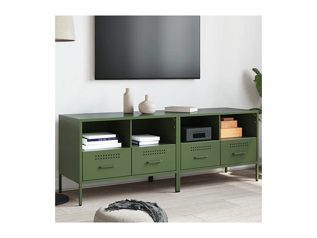 Meubles TV 2 pcs vert olive 68x39x50,5 cm acier