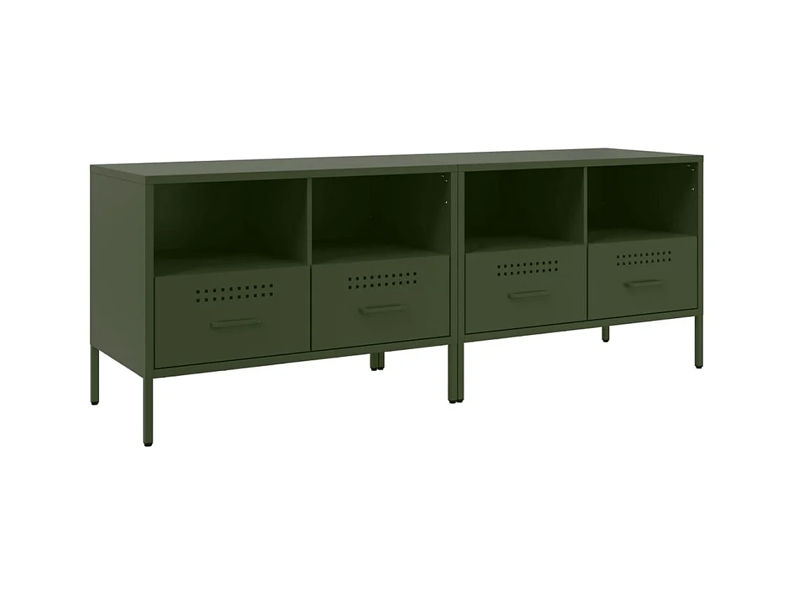 Meubles TV 2 pcs vert olive 68x39x50,5 cm acier