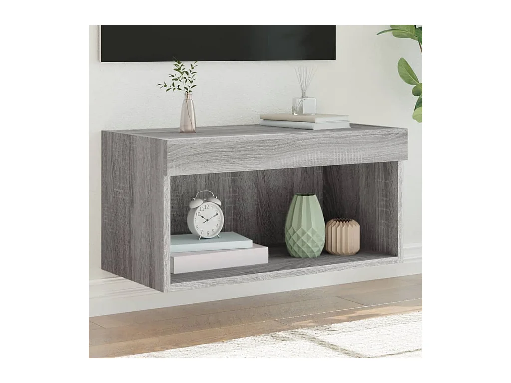 Meuble TV avec lumières LED sonoma gris 60x30x30 cm