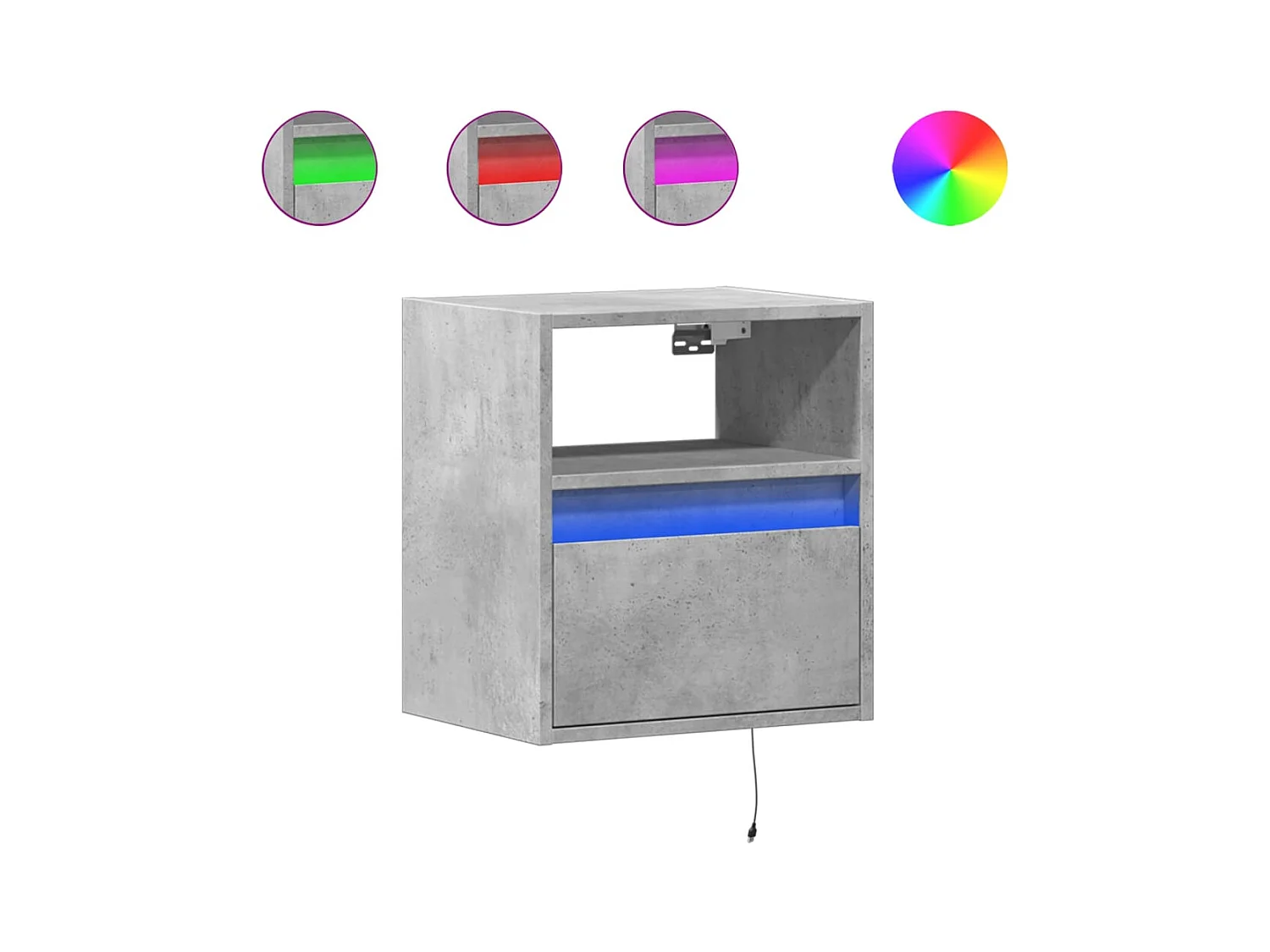 Muebles de TV de pared con luces LED 2 piezas gris hormigón 41x31x45 cm