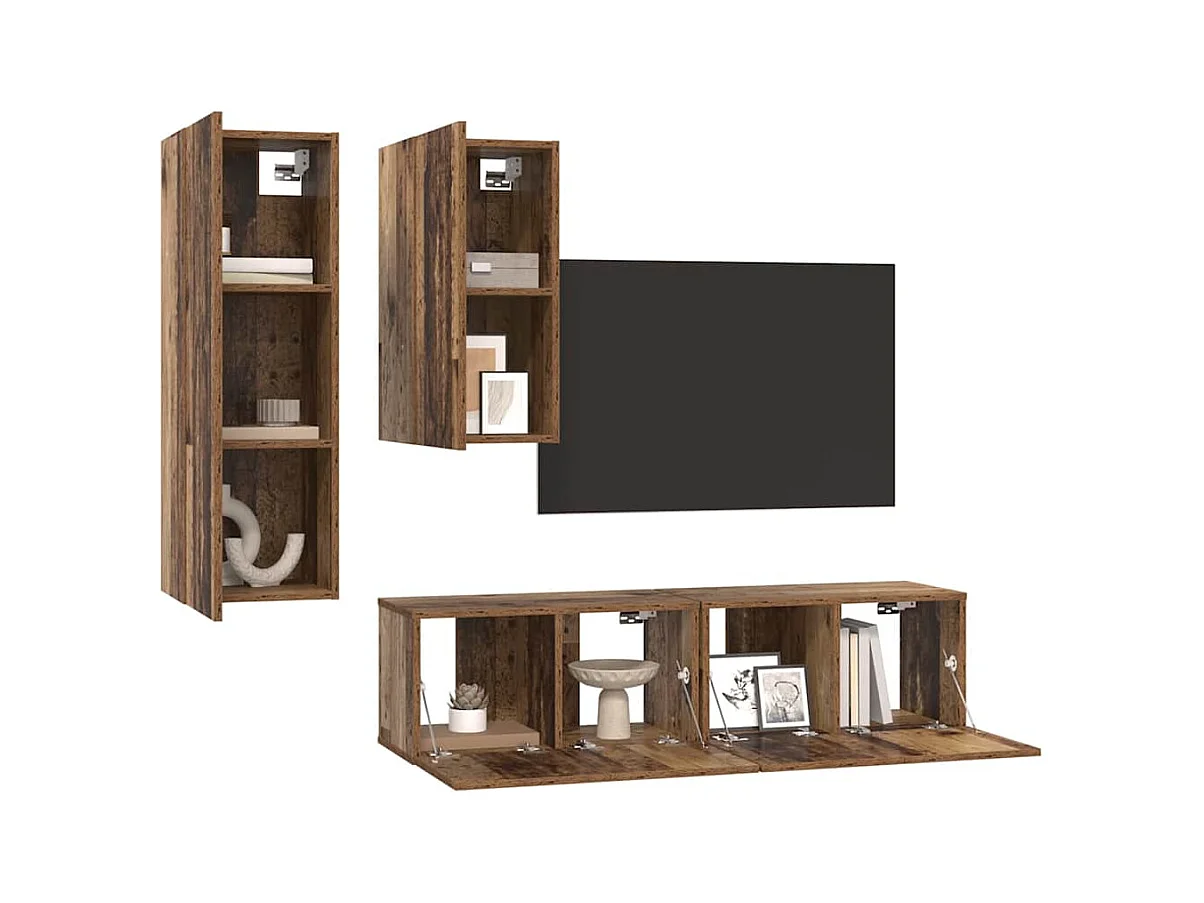 Ensemble meuble TV 4 pcs Bois ancien 30,5 x 30 x 90 cm