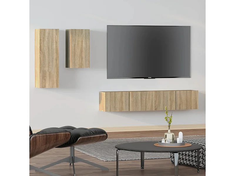 Ensemble de meubles TV 4 pcs Chêne sonoma Bois d'ingénierie