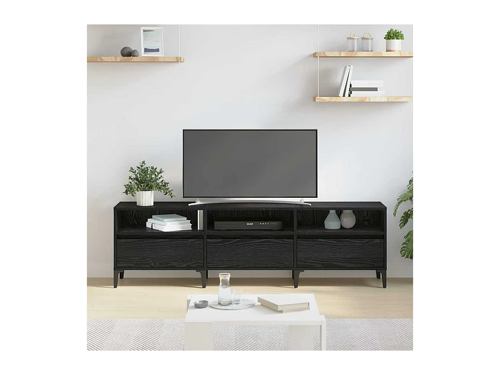 Meuble TV Chêne noir 150 x 30 x 44.5 cm Bois d'ingénierie