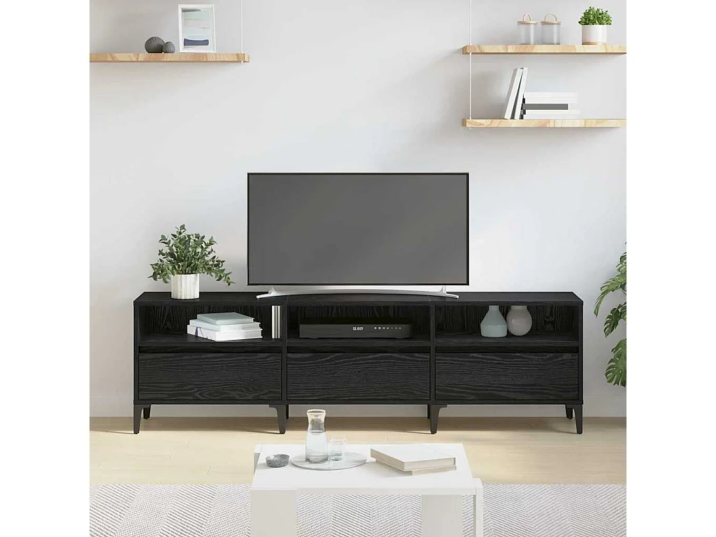 Meuble TV Chêne noir 150 x 30 x 44.5 cm Bois d'ingénierie
