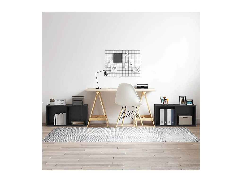 Mobile TV 4 pezzi Nero 37 x 35 x 37 cm Legno ingegnerizzato