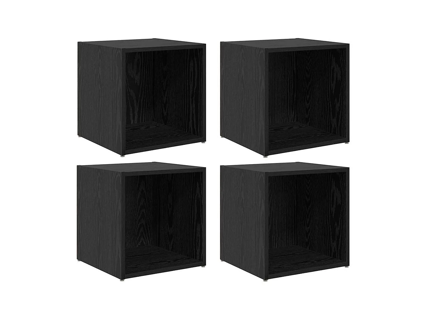 Mobile TV 4 pezzi Nero 37 x 35 x 37 cm Legno ingegnerizzato