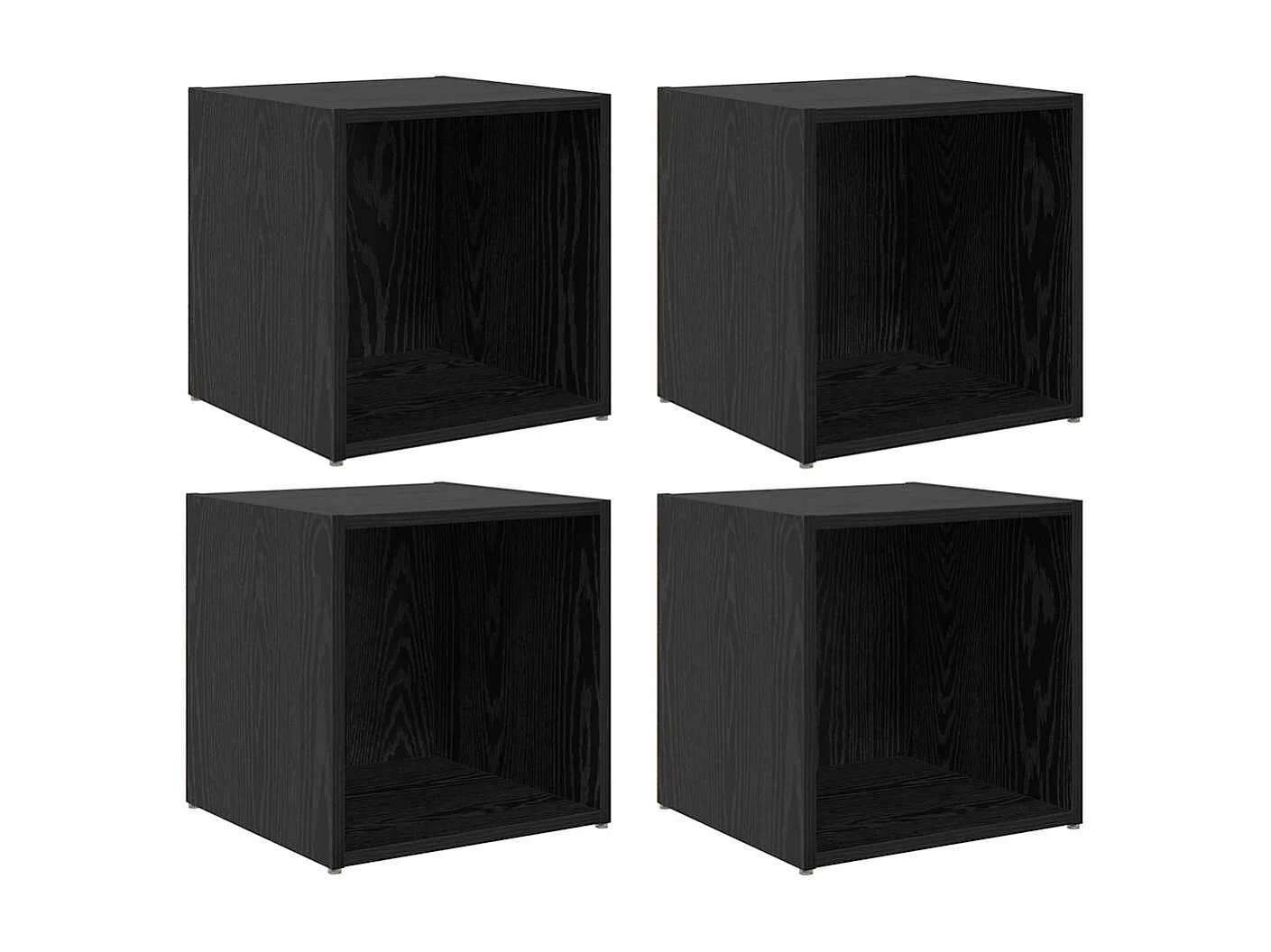 Meuble TV 4 pcs Noir 37 x 35 x 37 cm Bois d'ingénierie