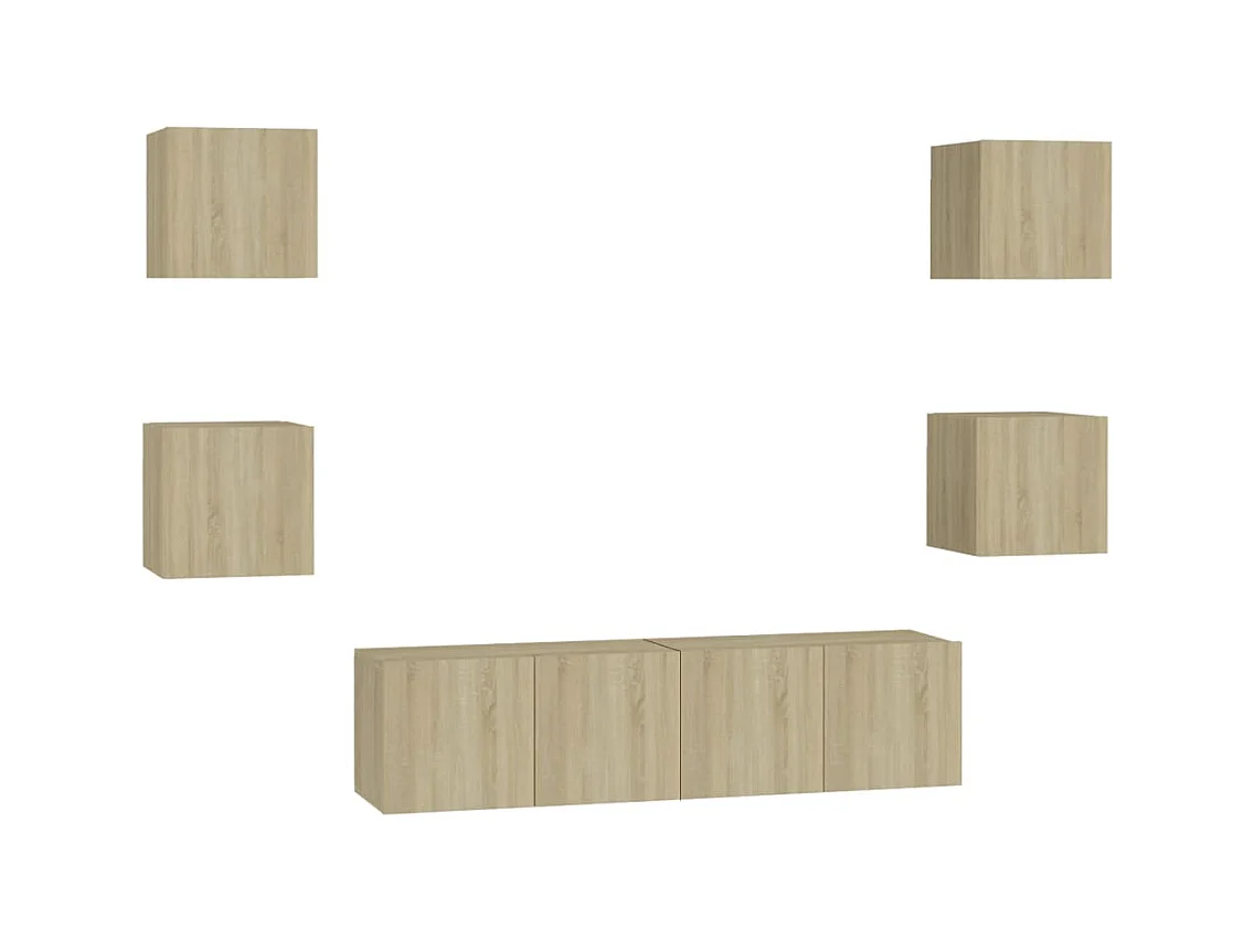 Ensemble de meubles TV 6 pcs Chêne sonoma Bois d'ingénierie