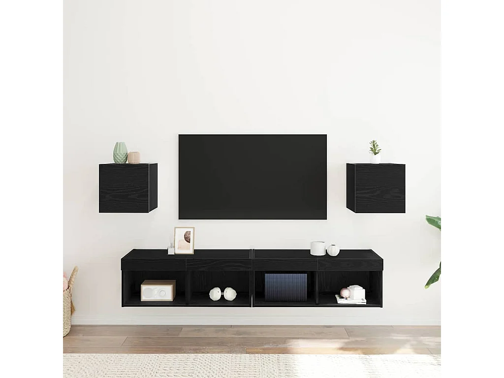 Meuble TV 2 pcs Noir 30.5 x 30 x 30 cm Bois d'ingénierie