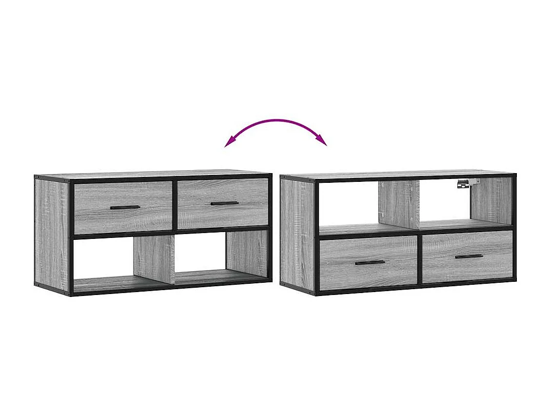 Sonoma Grey TV-meubel 80x31x39,5 cm Gemaakt van bewerkt hout en metaal