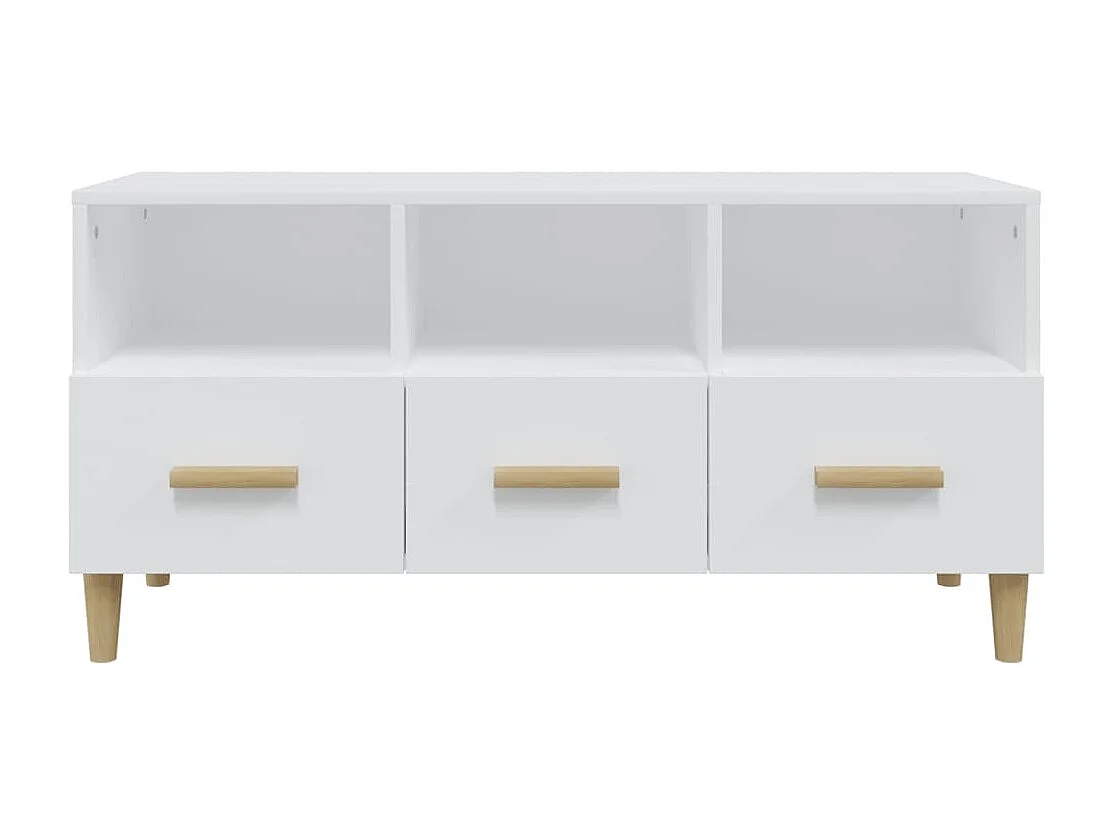 Mobile TV Bianco lucido 102x36x50 cm Legno composito