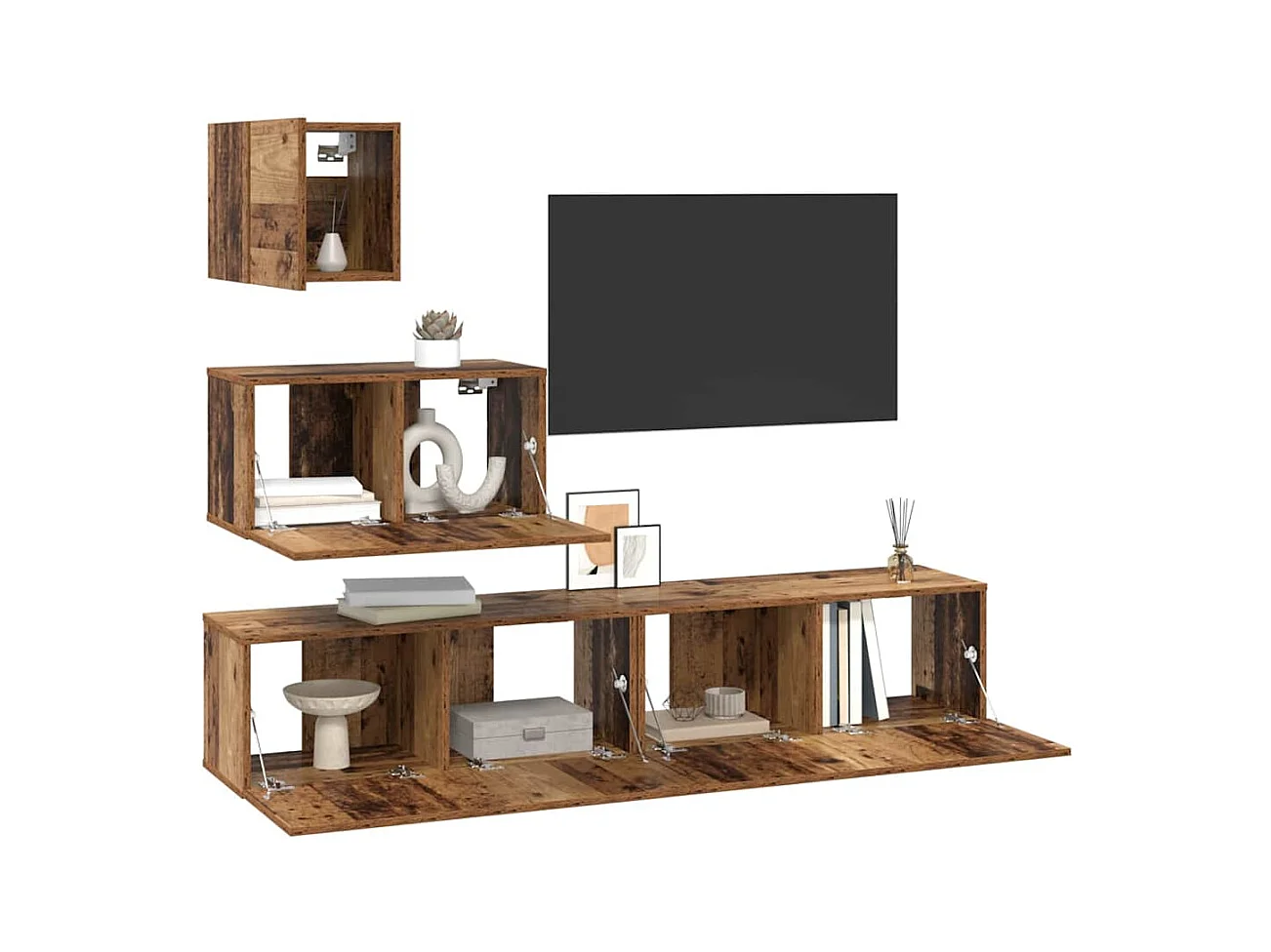 Ensemble meuble TV 4 pcs Bois ancien 80 x 30 x 30 cm