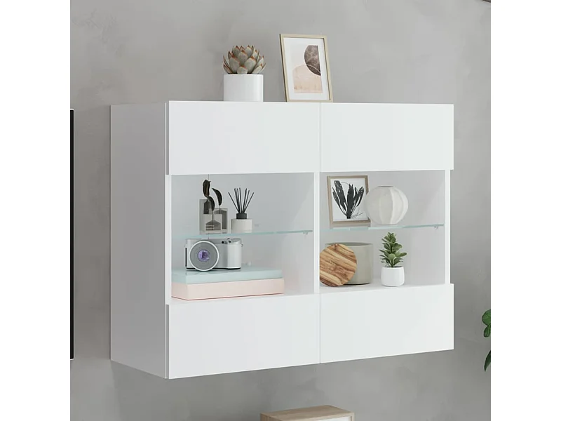 Mobile TV da parete con luci LED, bianco, 78,5 x 30 x 60,5 cm