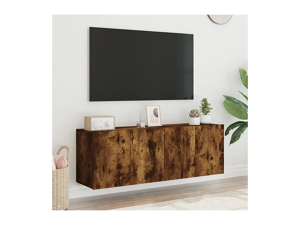 2-delige wandmeubels voor tv, gerookt eikenhout, 60x30x41 cm