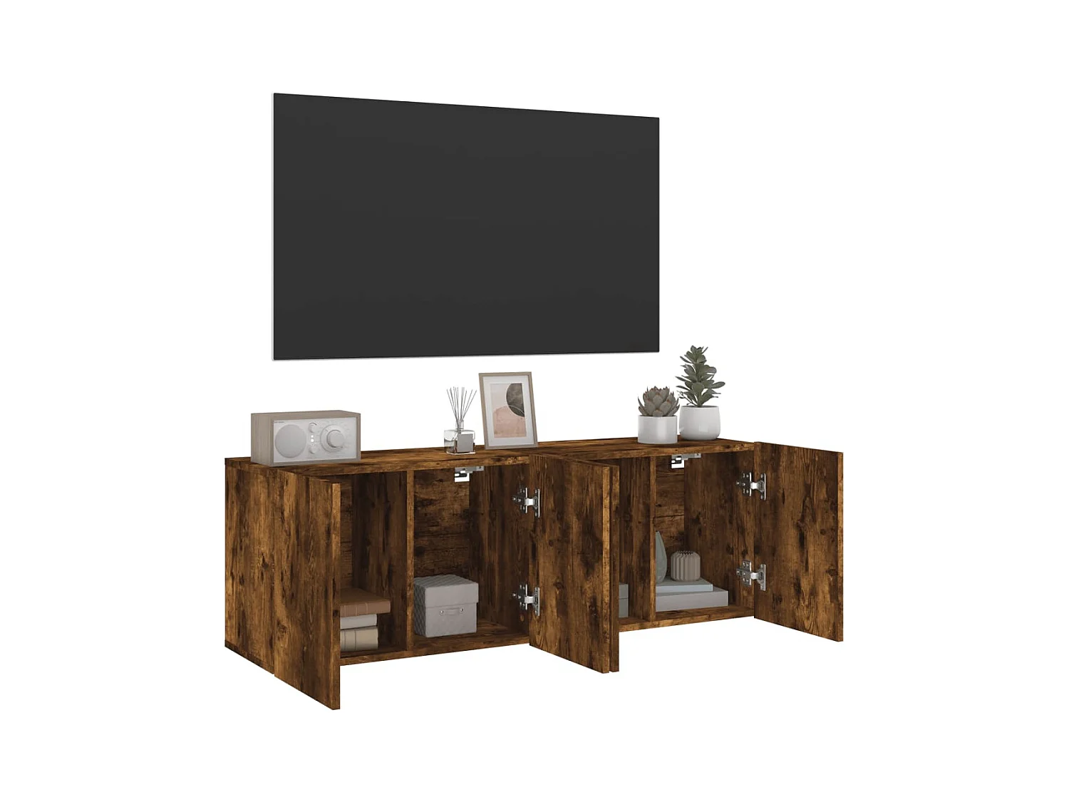 2-delige wandmeubels voor tv, gerookt eikenhout, 60x30x41 cm