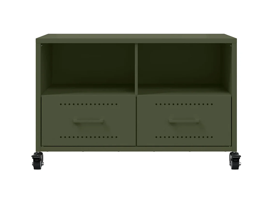 Meuble TV vert olive 68x39x43,5 cm acier