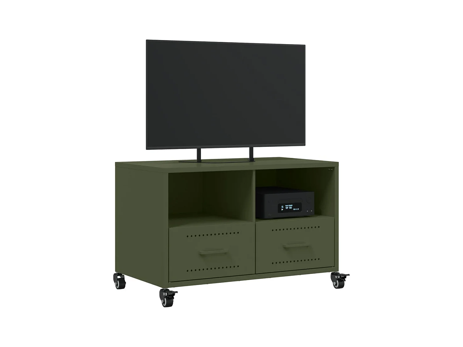 Meuble TV vert olive 68x39x43,5 cm acier