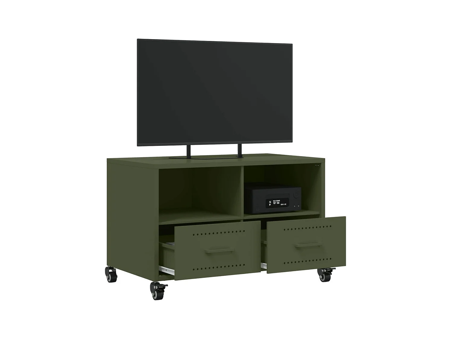 Meuble TV vert olive 68x39x43,5 cm acier