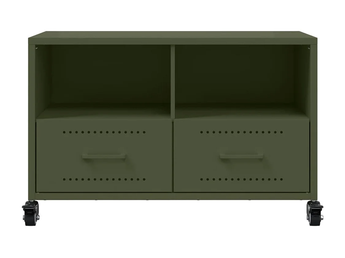 Meuble TV vert olive 68x39x43,5 cm acier
