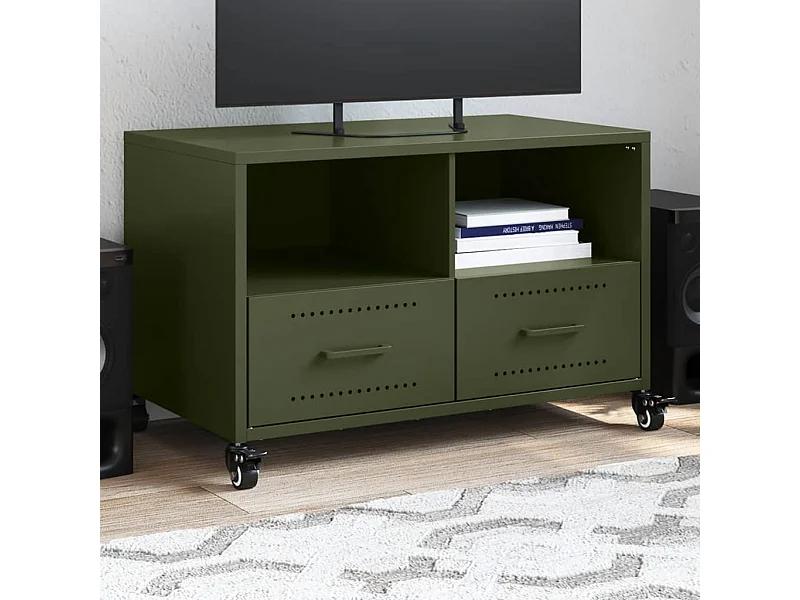 Meuble TV vert olive 68x39x43,5 cm acier