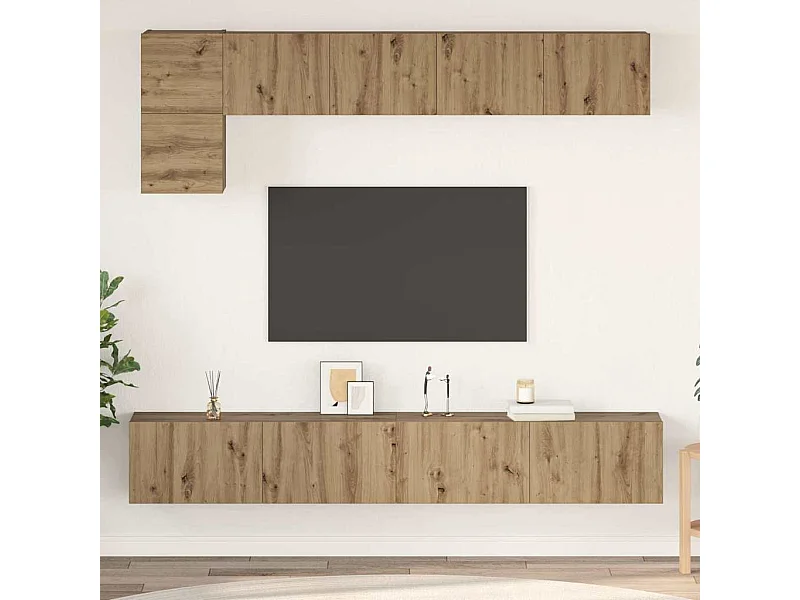 Set di mobili TV da 5 pezzi, rovere lavorato a mano, 100 x 30 x 30 cm