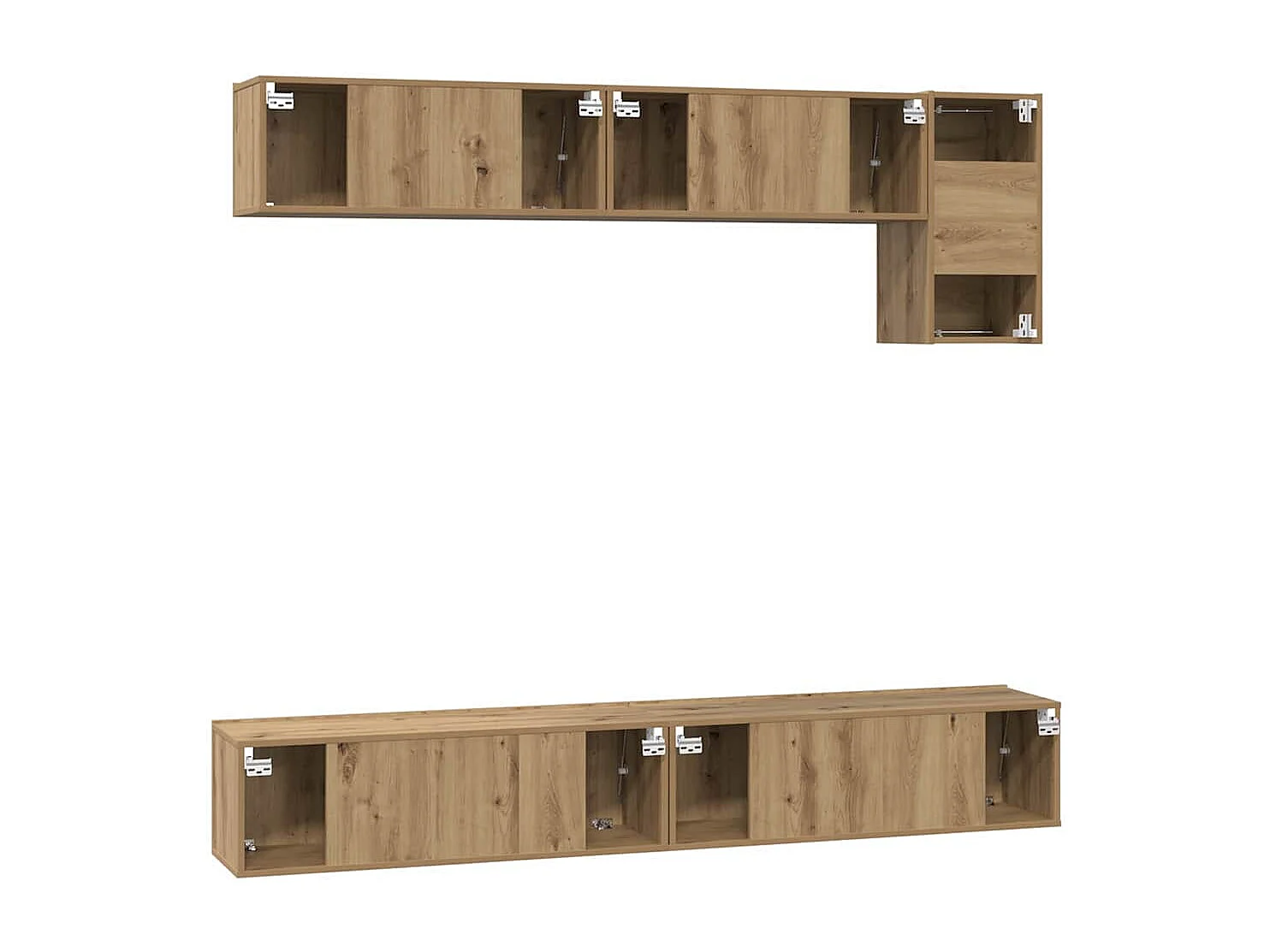 Set di mobili TV da 5 pezzi, rovere lavorato a mano, 100 x 30 x 30 cm