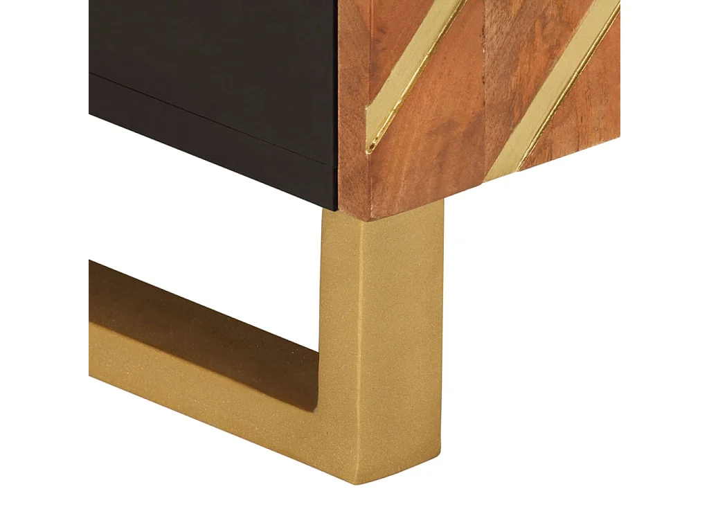 Bruin en zwart tv-meubel 80x31,5x46 cm massief mangohout