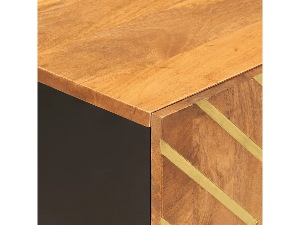 Mueble de TV marrón y negro 80x31,5x46 cm madera maciza de mango