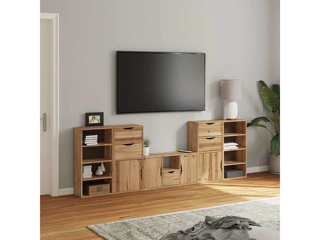 Meubles TV 5 pcs avec rangement ODDA bois de pin massif