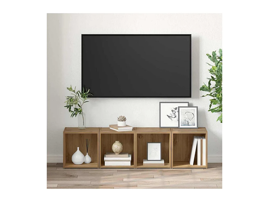 Mobile TV 4 pezzi Marrone 37 x 35 x 37 cm Legno ingegnerizzato