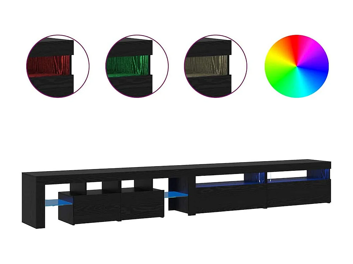 Mobile TV 3 pezzi Rovere nero 290 x 36,5 x 40 cm
