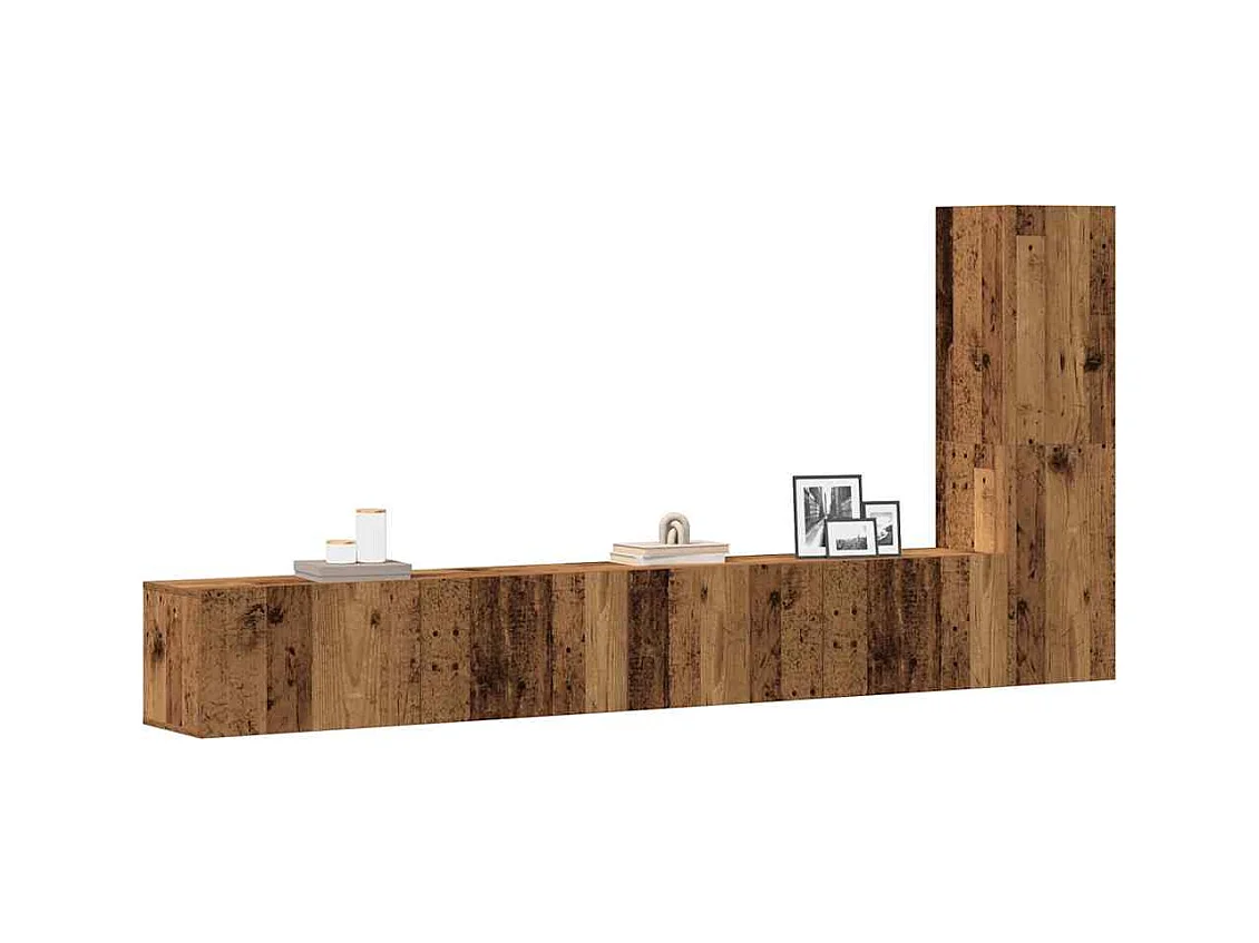 Set di mobili porta TV da parete in 3 pezzi, legno vecchio, legno ingegnerizzato