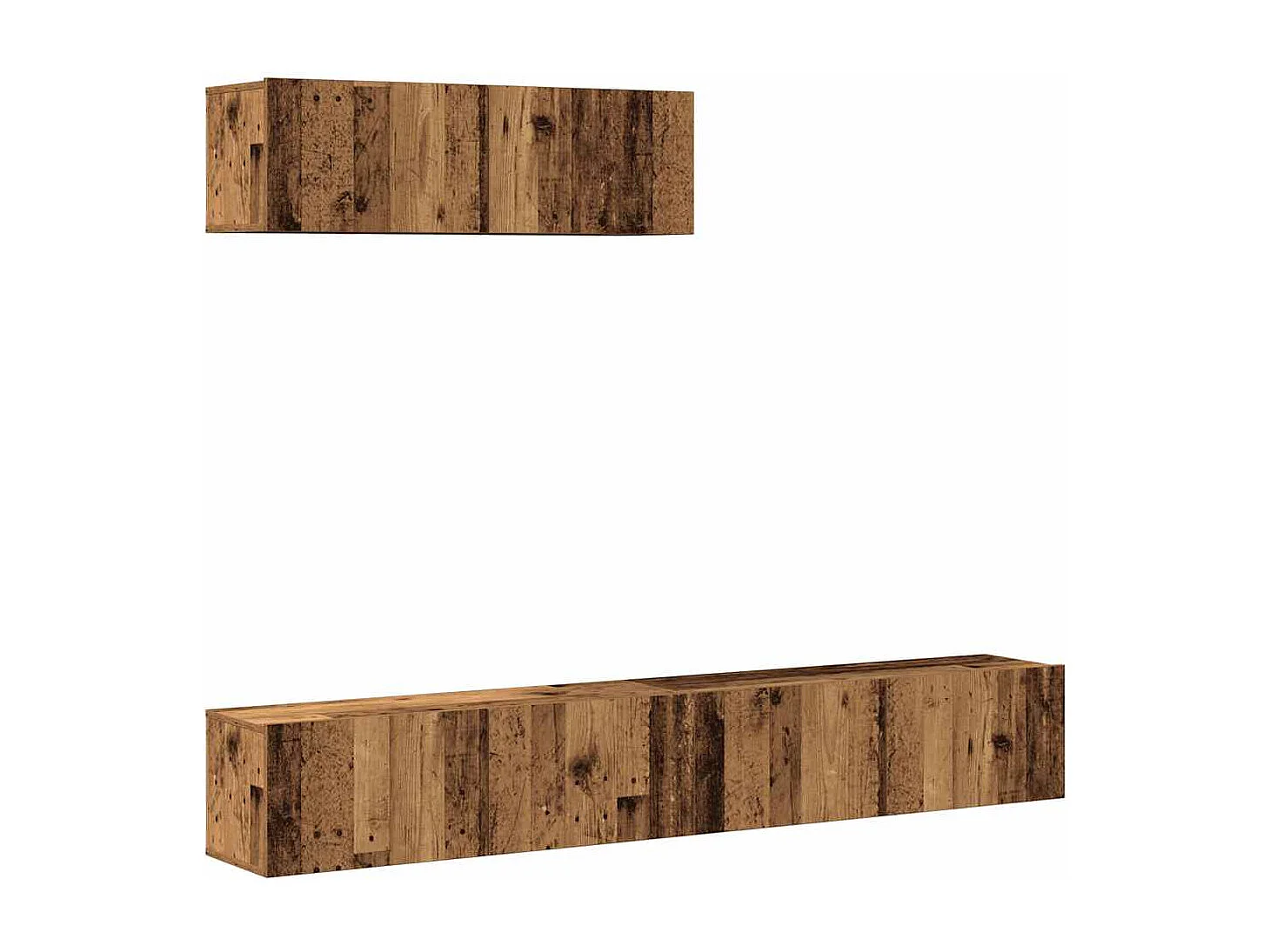 Conjunto de mueble de TV de pared de 3 piezas, madera vieja, madera de ingeniería