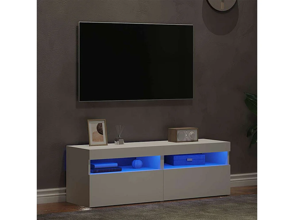 Mobili TV con luci LED 2 pz Bianco 60x35x40 cm