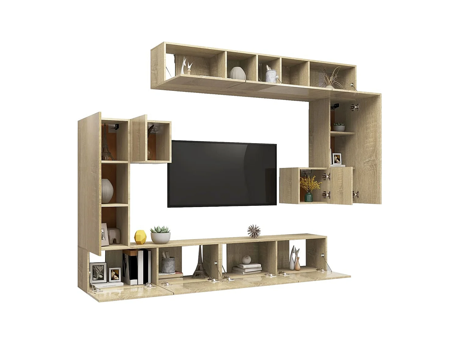 Set di mobili TV da 8 pezzi in legno ingegnerizzato Sonoma Oak