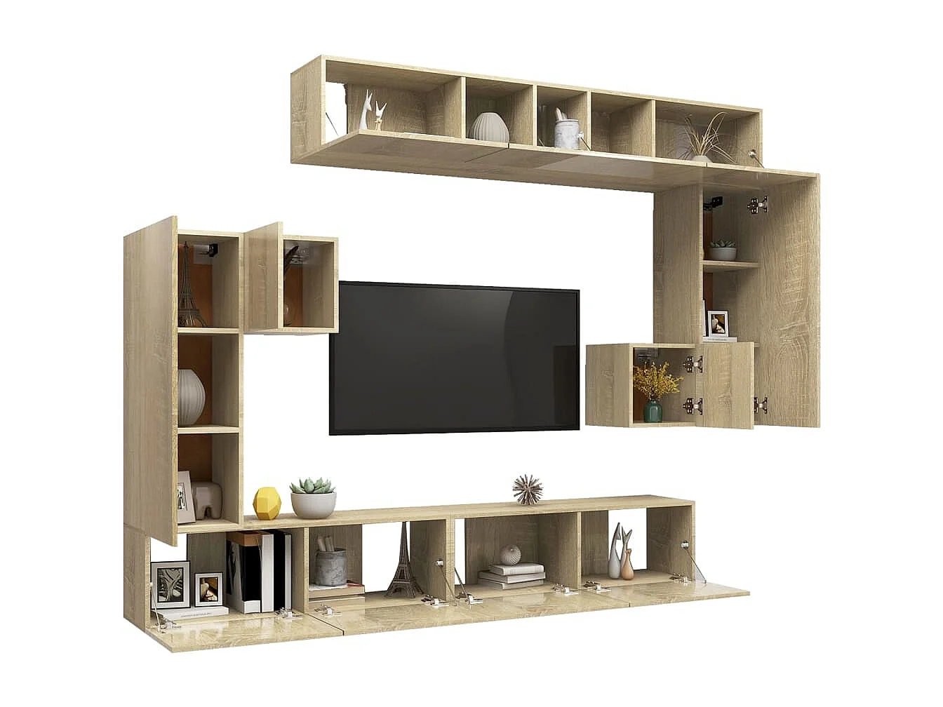 Set di mobili TV da 8 pezzi in legno ingegnerizzato Sonoma Oak
