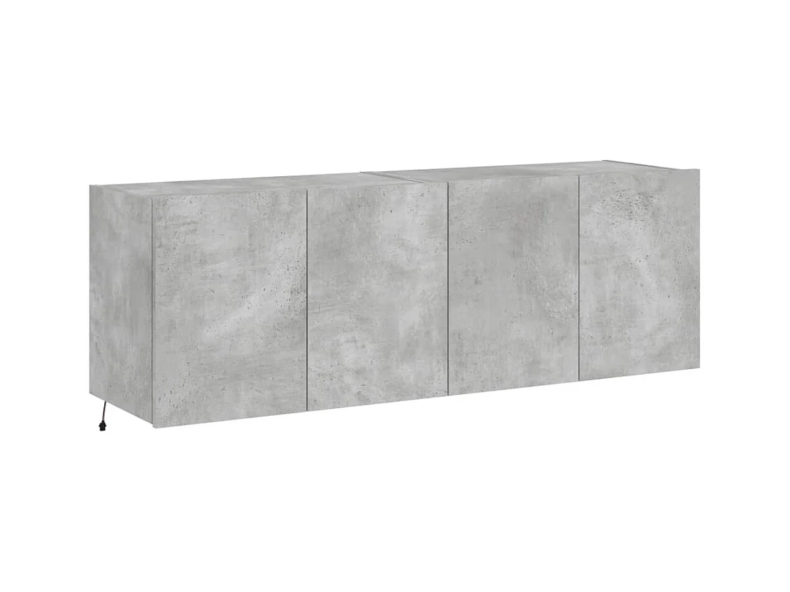 Wandmontierte TV-Schränke und LED-Leuchten 2 Stück Betongrau 60x35x41 cm