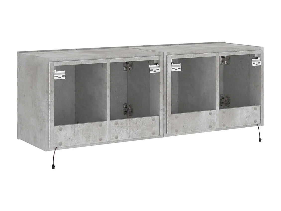 Wandmontierte TV-Schränke und LED-Leuchten 2 Stück Betongrau 60x35x41 cm