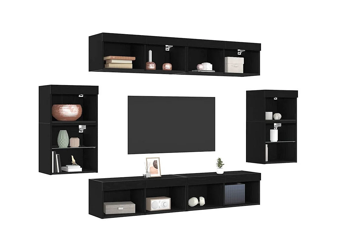 8-delig entertainmentcentrum Zwarte eik 40 x 28,5 x 40 cm