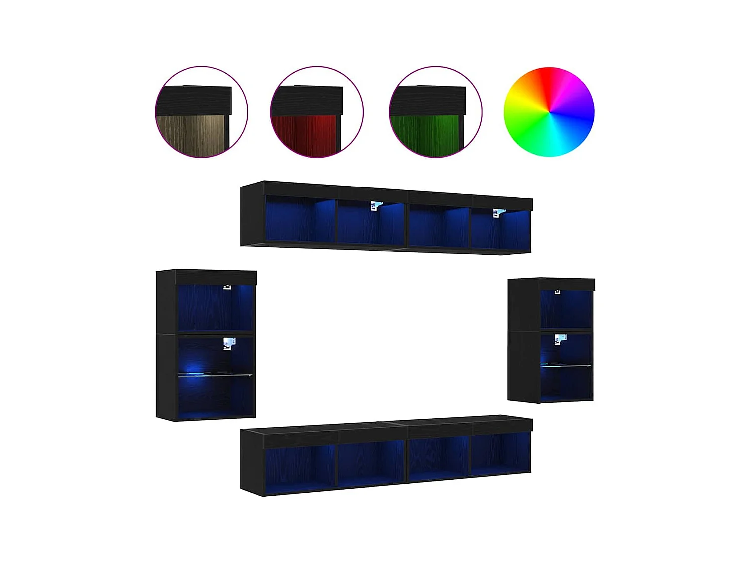 8-delig entertainmentcentrum Zwarte eik 40 x 28,5 x 40 cm