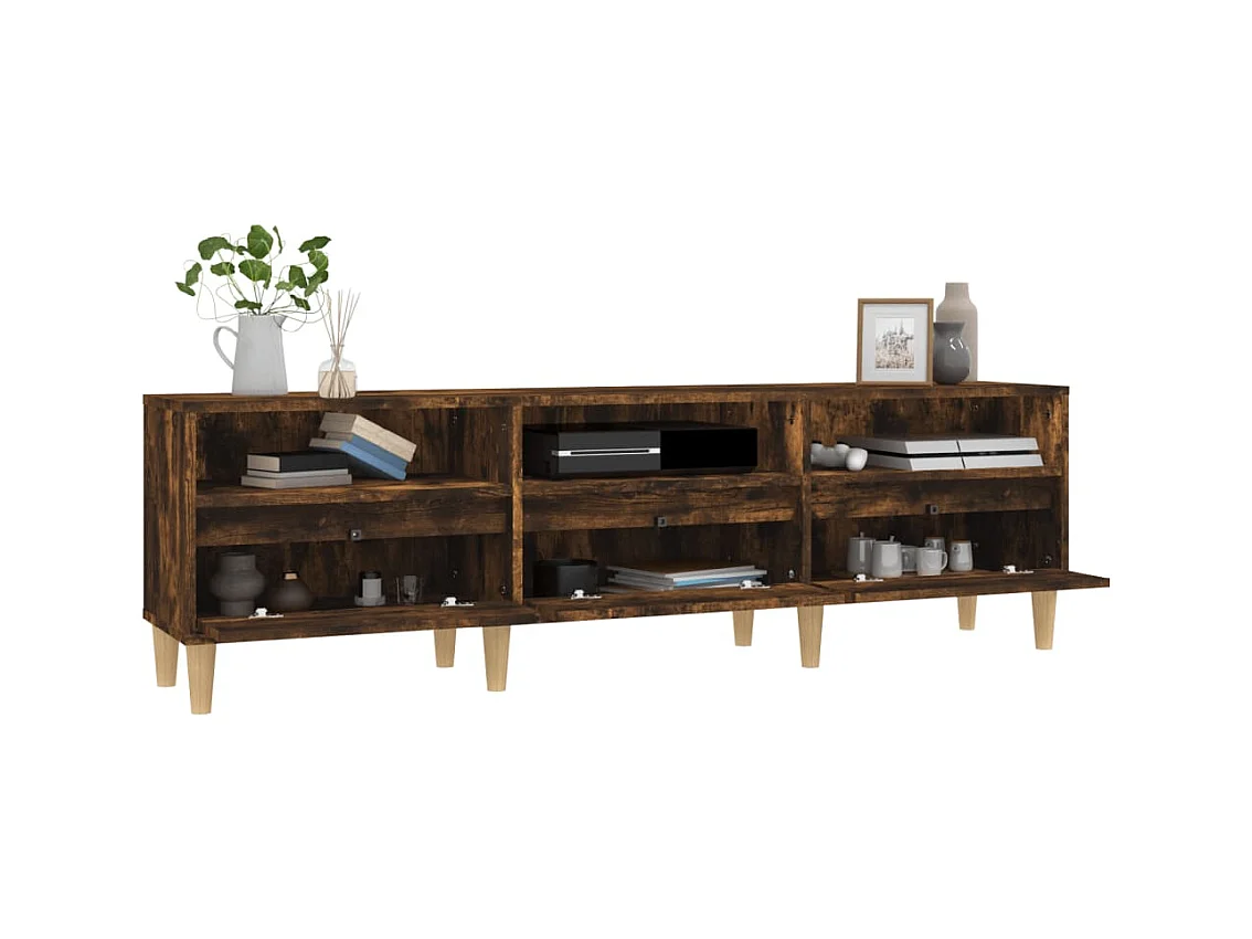 TV-meubel van gerookt eikenhout 150x30x44,5 cm bewerkt hout