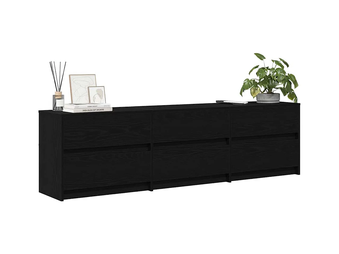 Meuble TV avec tiroir Noir 182 x 34 x 50 cm Bois d'ingénierie