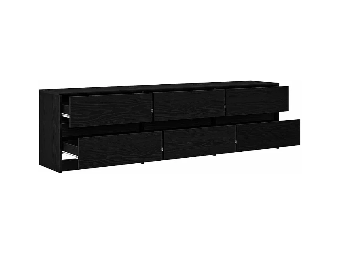 Meuble TV avec tiroir Noir 182 x 34 x 50 cm Bois d'ingénierie