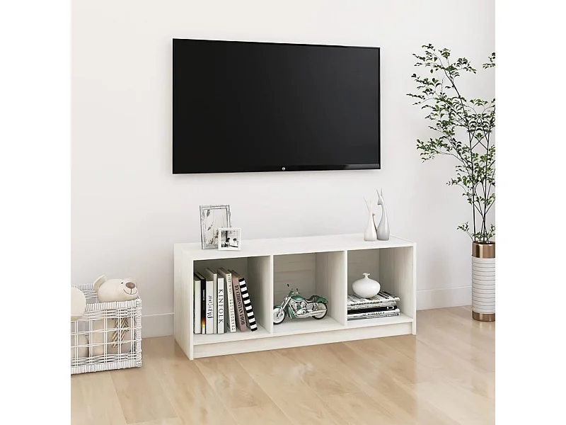 Mobile TV bianco 104x33x41 cm Legno massello di pino