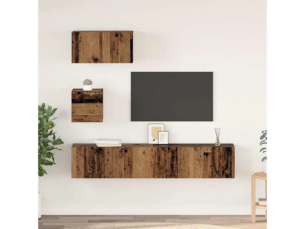 Meuble TV mural 4 pcs Bois ancien 80 x 30 x 30.5 cm