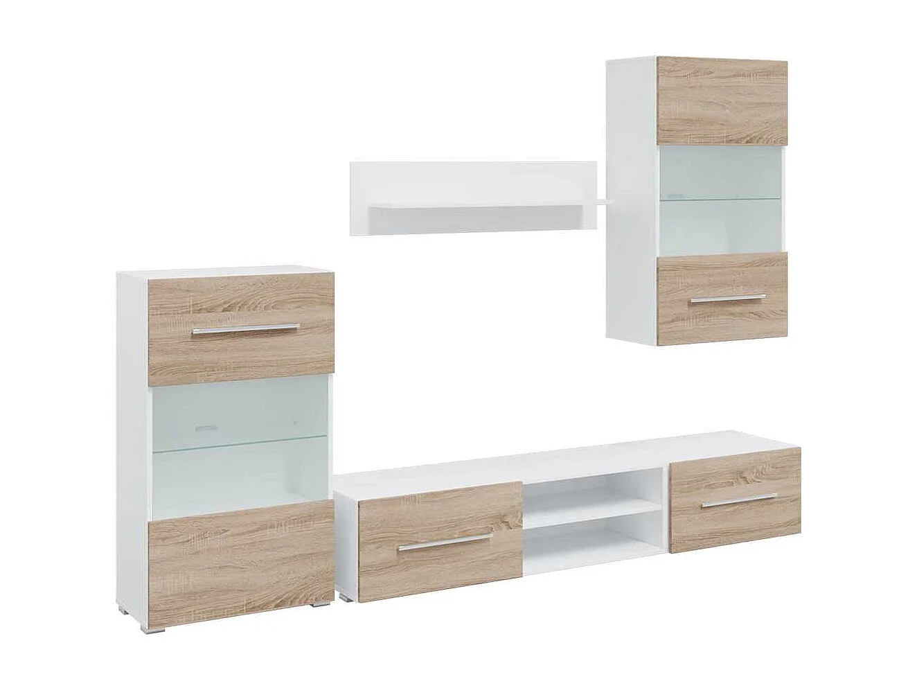 Supporti TV con luce LED 5 pezzi in legno ingegnerizzato Sonoma Oak