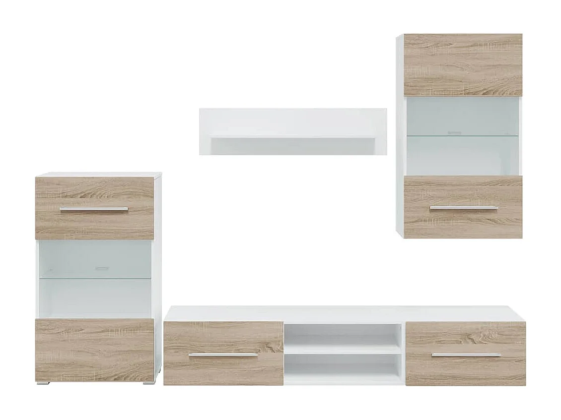 Supporti TV con luce LED 5 pezzi in legno ingegnerizzato Sonoma Oak