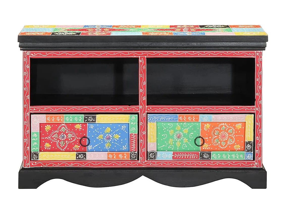 Meuble TV Multicolore 80 x 35 x 50 cm Bois de manguier massif