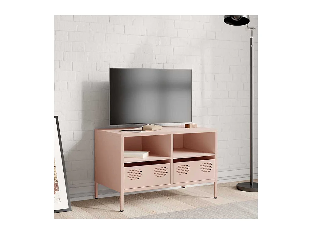 Roze tv-meubel 68x39x43,5 cm koudgewalst staal